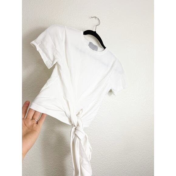 Modern Citizen Jude Cropped Wrap Top Size Small White Crepe Minimalist Chic - Picture 11 of 13